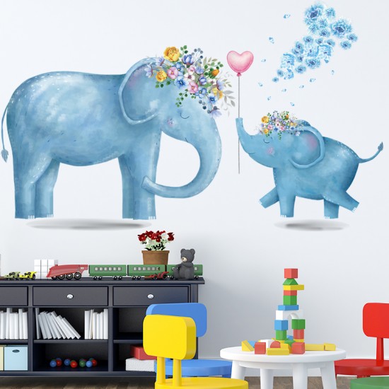 Anne Fil ve Yavrusu Bebek & Çocuk Odası Duvar Sticker Çıkartma Seti